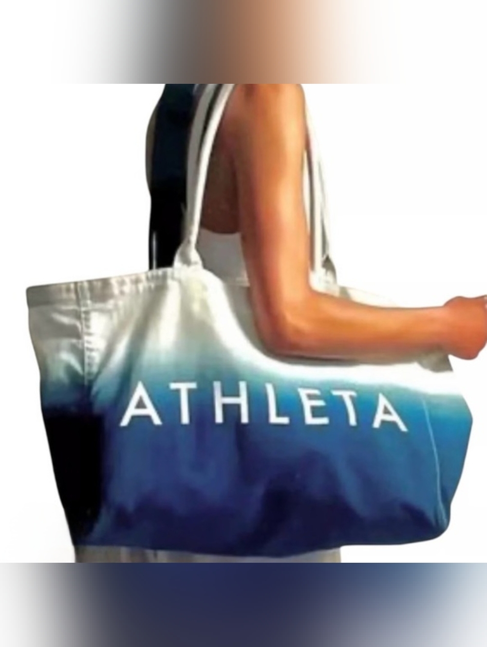 Athleta Gradient Ombre Teal Canvas Tote Bag